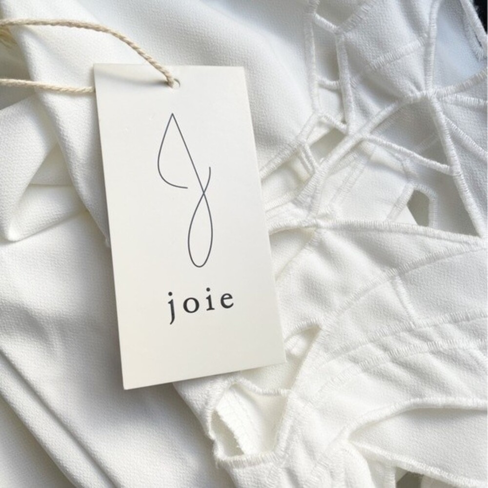 NWT Joie Top Long Sleeve Broderie Lace Blouse Ivory Crepe Women’s Size Small NEW - Picture 13 of 16
